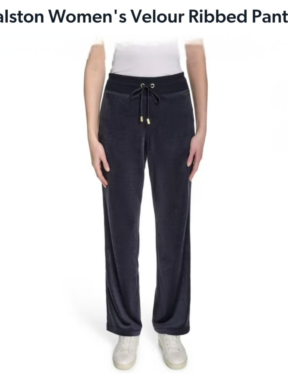 Halston Navy Velour Ribbed Pants XL. Casual Pull On Coasral Grandma Lounge Comfy
